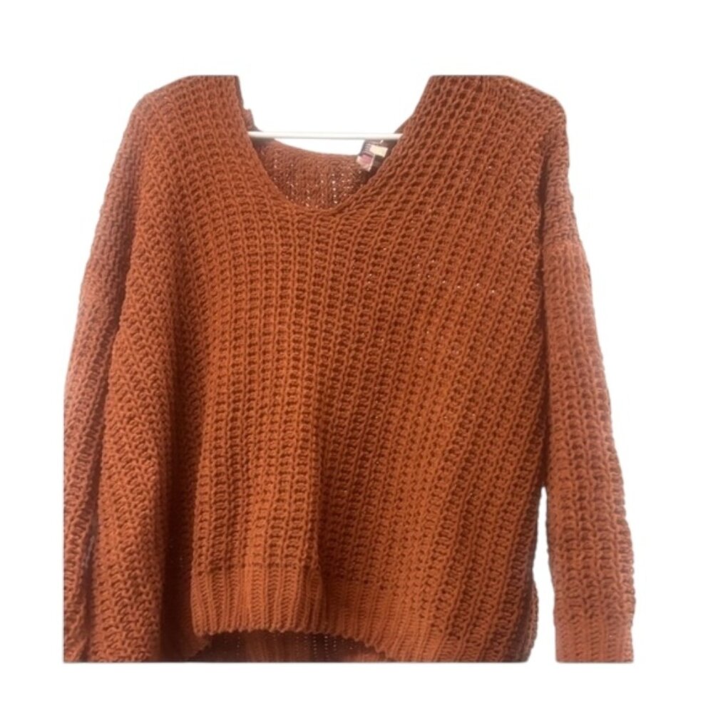 Andrée by Unit Rust Open-Knit Sweater
